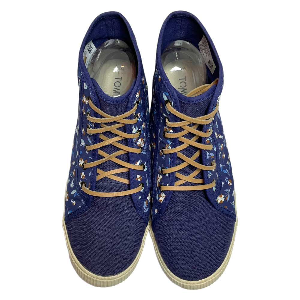 TOMS Deep Cobalt Floral Camarillo Hi-Top Sneaker Women’s Size 8.5 - Picture 7 of 11